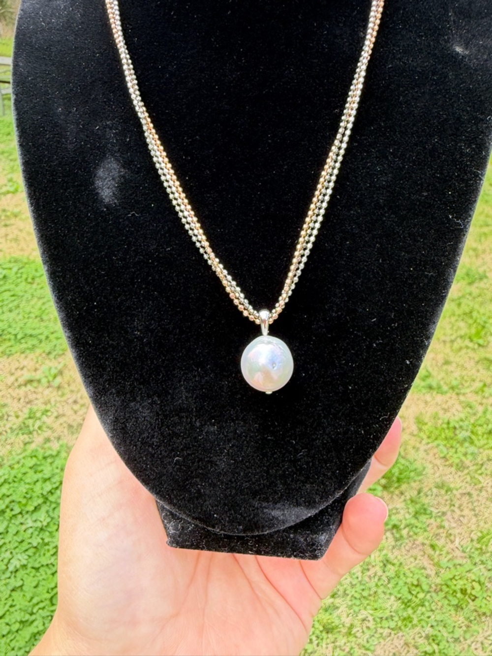 925 Sterling Silver 3 Chain Necklace With Silvet Honora Pear Pendant - Picture 2 of 4